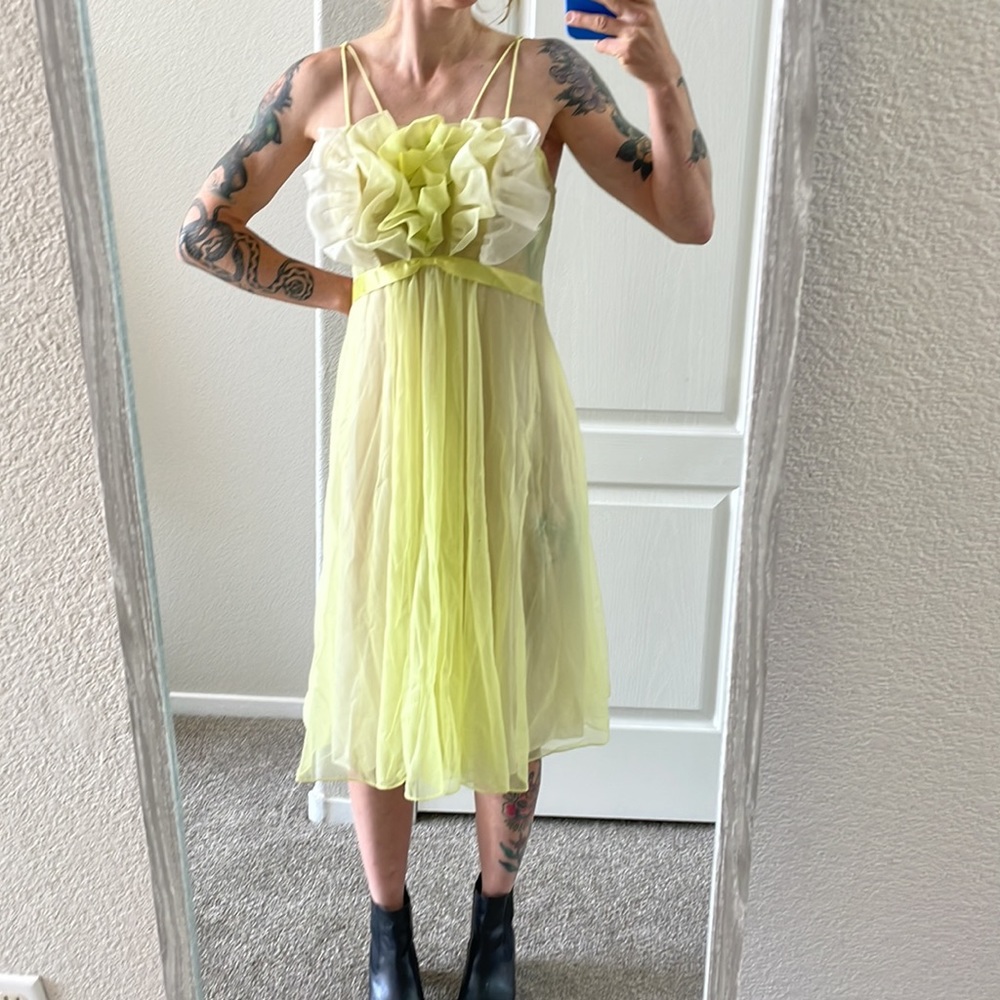 Vintage Key Lime Party Dress, Small